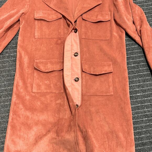 Tularosa Vanessa Rust Faux Suede Trench Coat Size M - Picture 11 of 12